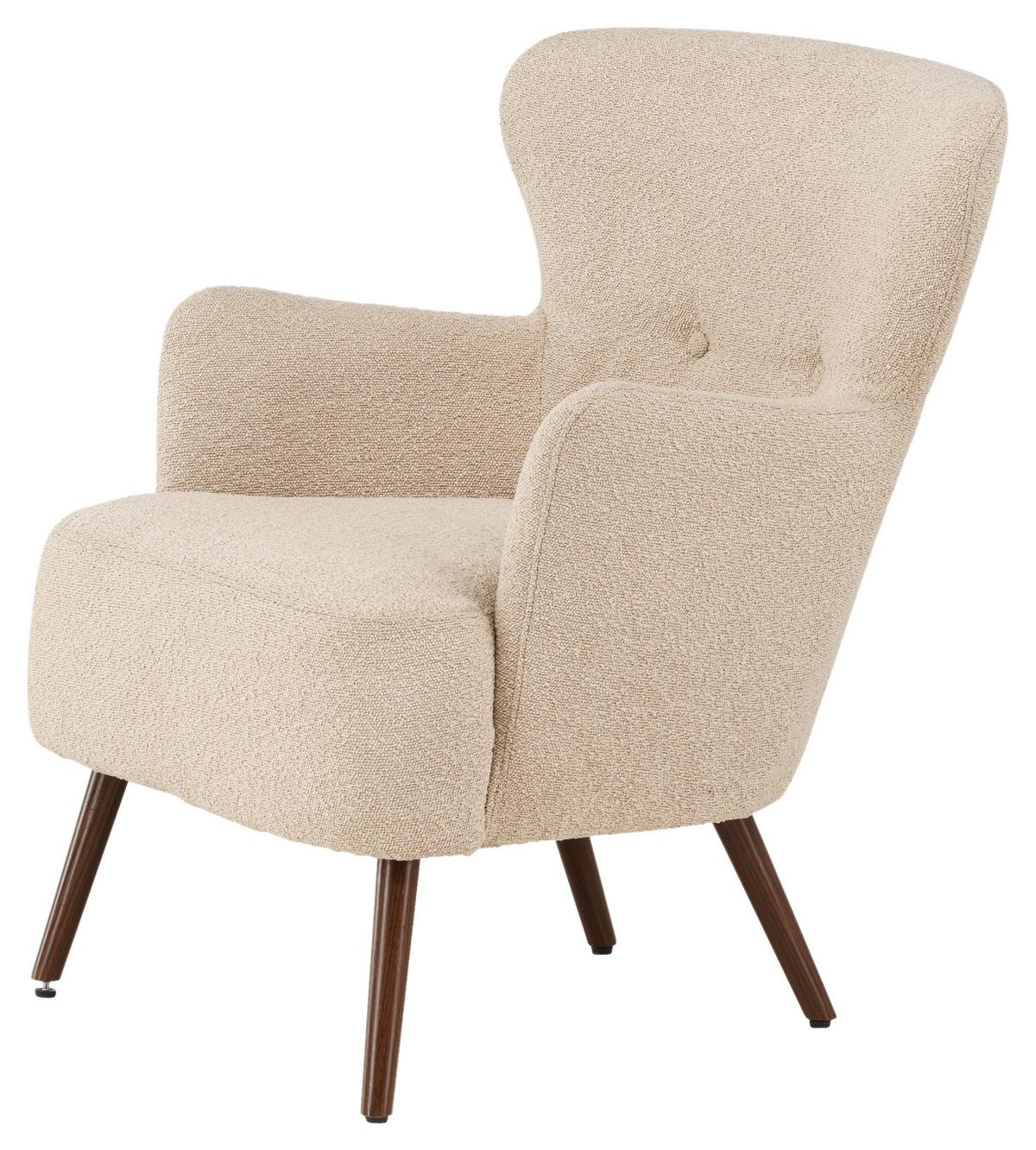 Ohrensessel Lincoln - Beige/Braun, Design, Textil/Metall (76/85/77cm) - Livetastic