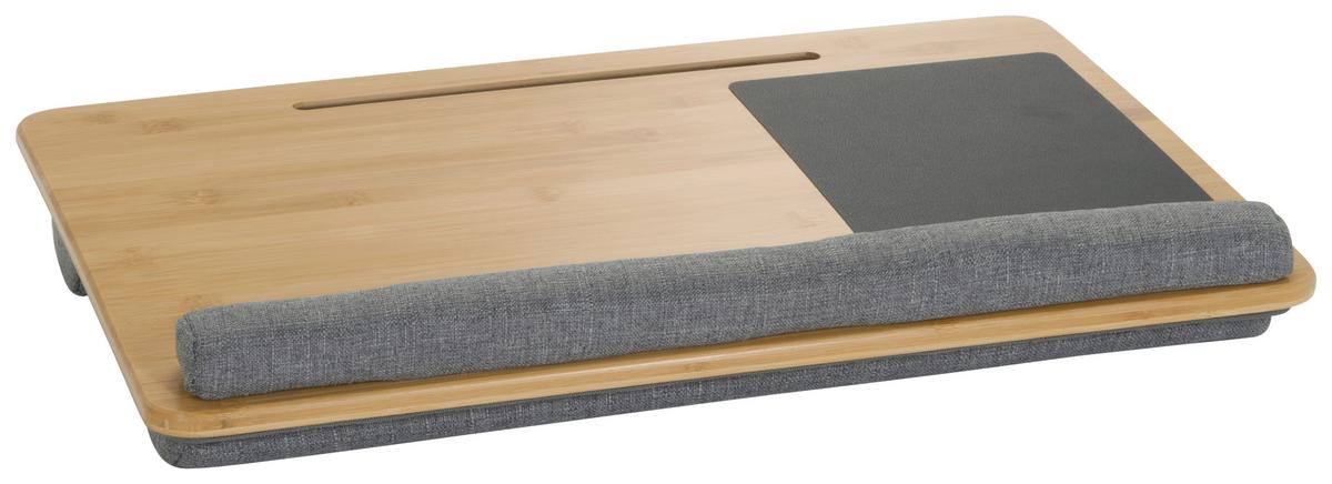 Laptopunterlage Comfilap Echtholz mit Tragegriff - Grau, Basics, Holz/Textil (54/9/36cm) - MID.YOU