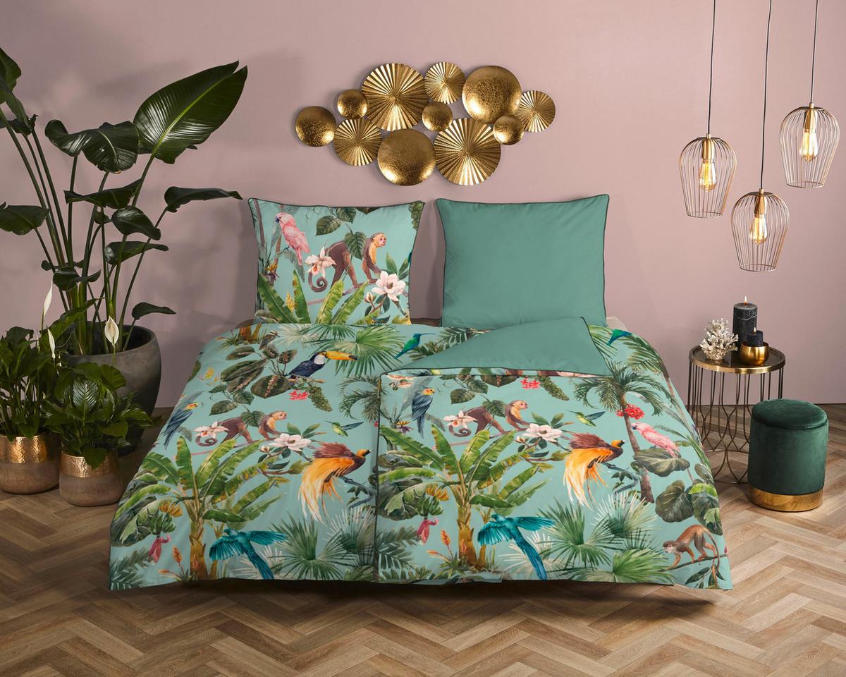 Bettwäsche Ignadi  140x200 cm Grün Olivgrün Jadegrün - Jadegrün/Olivgrün, Trend, Textil (140/200cm)
