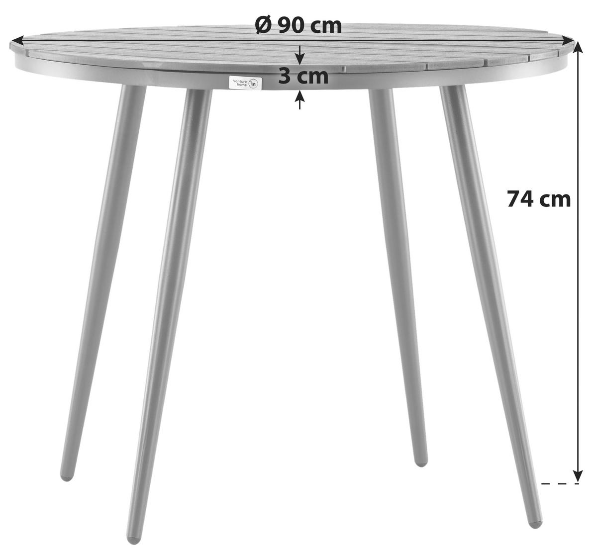 Gartentisch Break Aluminium D: 90cm - Schwarz, KONVENTIONELL, Kunststoff/Metall (90/74cm) - Gardenson