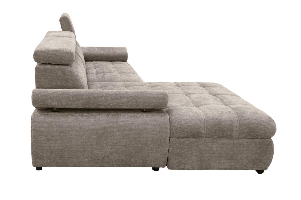 Rohová sedačka VEGAS, levá, šedohnědá žinylka - černá/šedohnědá, Design, dřevo/textil (173/294cm)