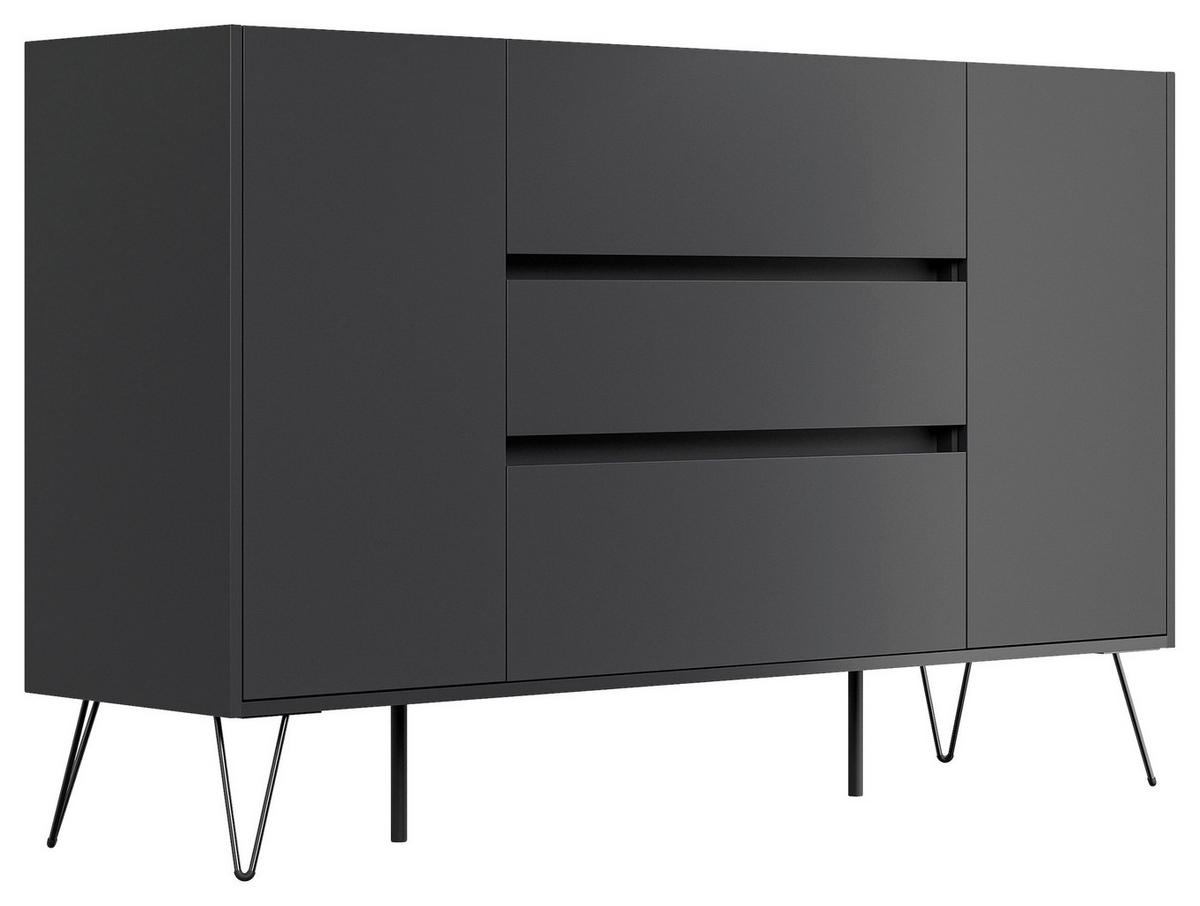 Sideboard Posseik Industrial Eichefarben/graphitf. B:155 Cm - Eichefarben/Schwarz, Design, Holzwerkstoff (155/93,6/42cm) - P & B
