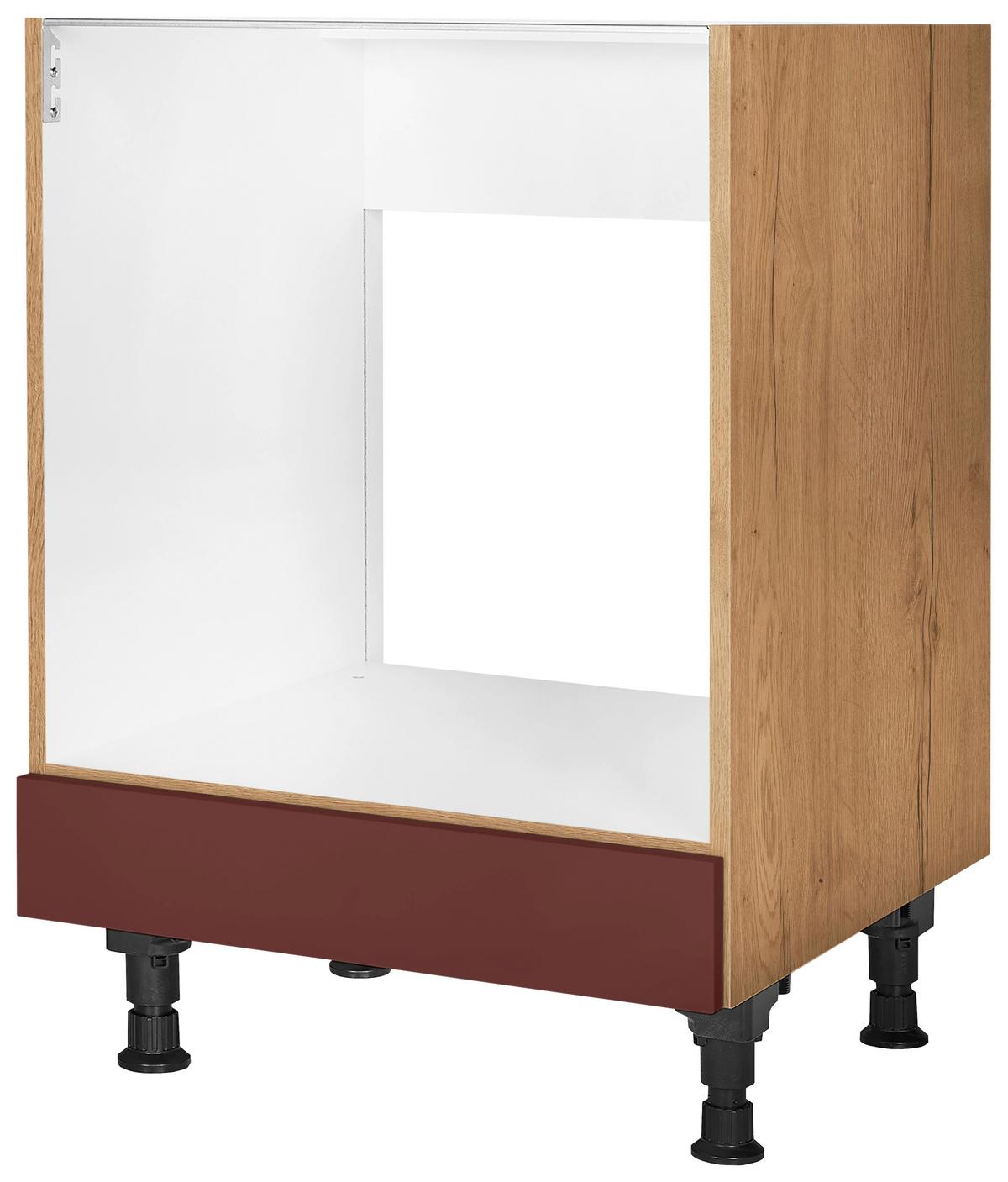 Herdumbauschrank Easytouch - Eichefarben/Rot, MODERN, Holzwerkstoff (60,0/87,0/56,0cm) - Nobilia