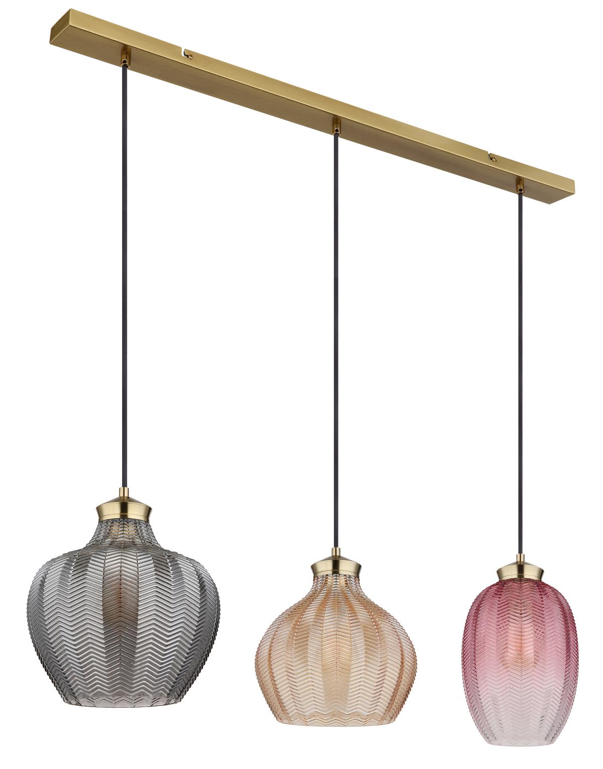 Hängeleuchte 15898-3h - Goldfarben/Multicolor, Basics, Glas/Metall (90/25/120cm) - Globo