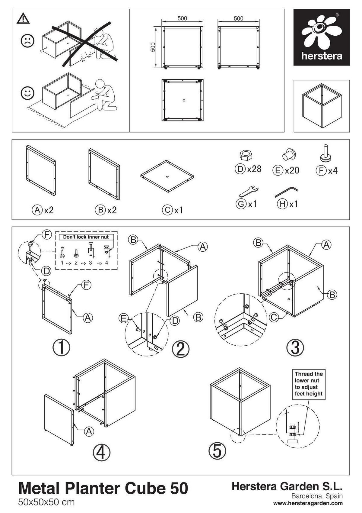 Pflanzentopf Pflanzkasten 50x50x50 - Anthrazit, Basics, Metall (50/50/50cm)