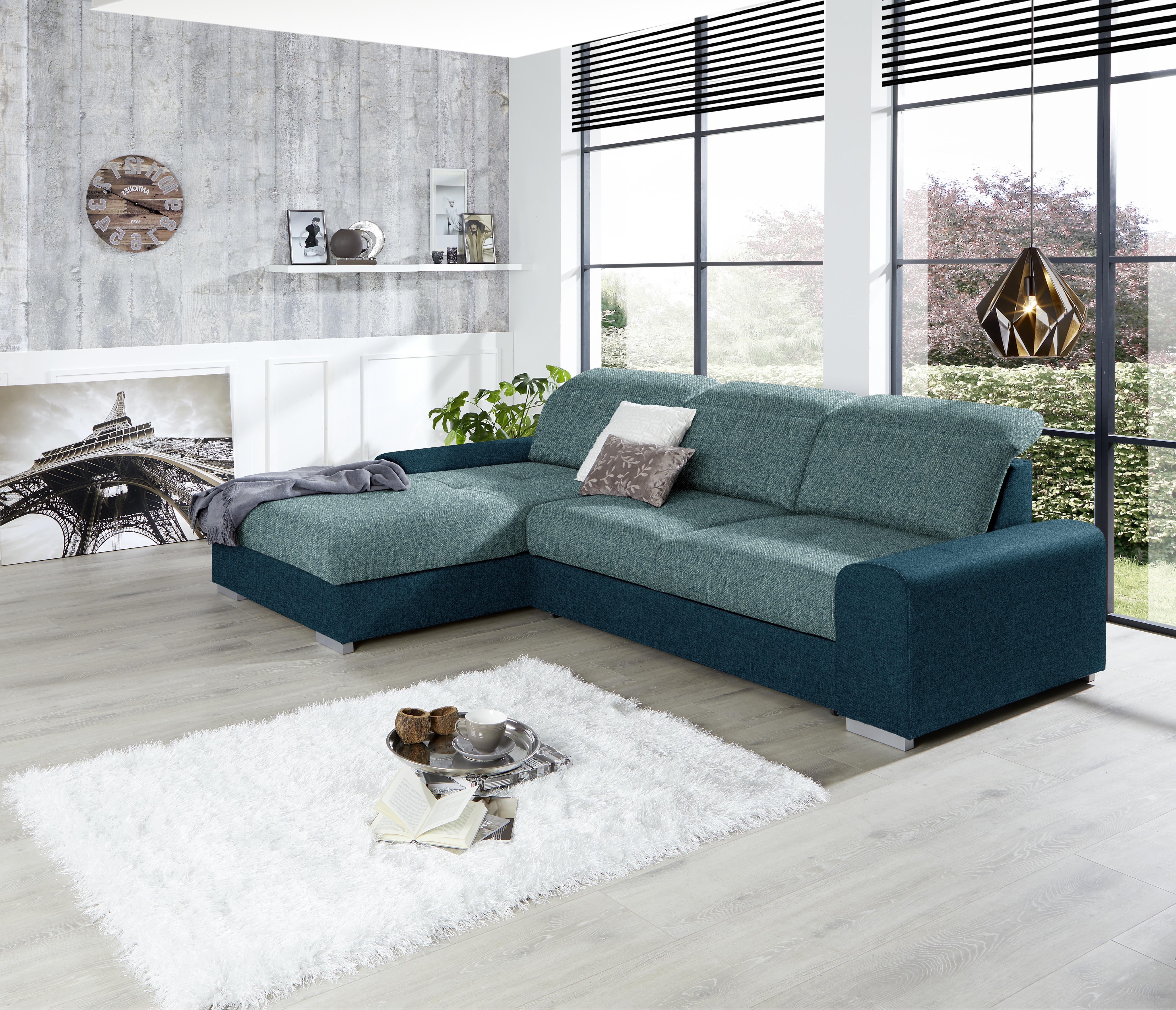 Sarokkanapé Malaga - Türkiz/Kék, konvencionális, Textil (203/286cm) - Ondega