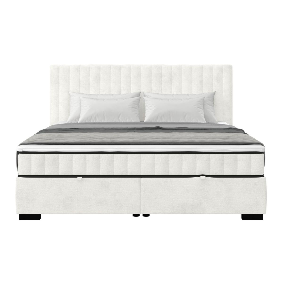 Boxbett Maya inkl. Bettkasten Cremefarben 200x220 cm - Creme/Schwarz, MODERN, Holz/Holzwerkstoff (200/220cm)