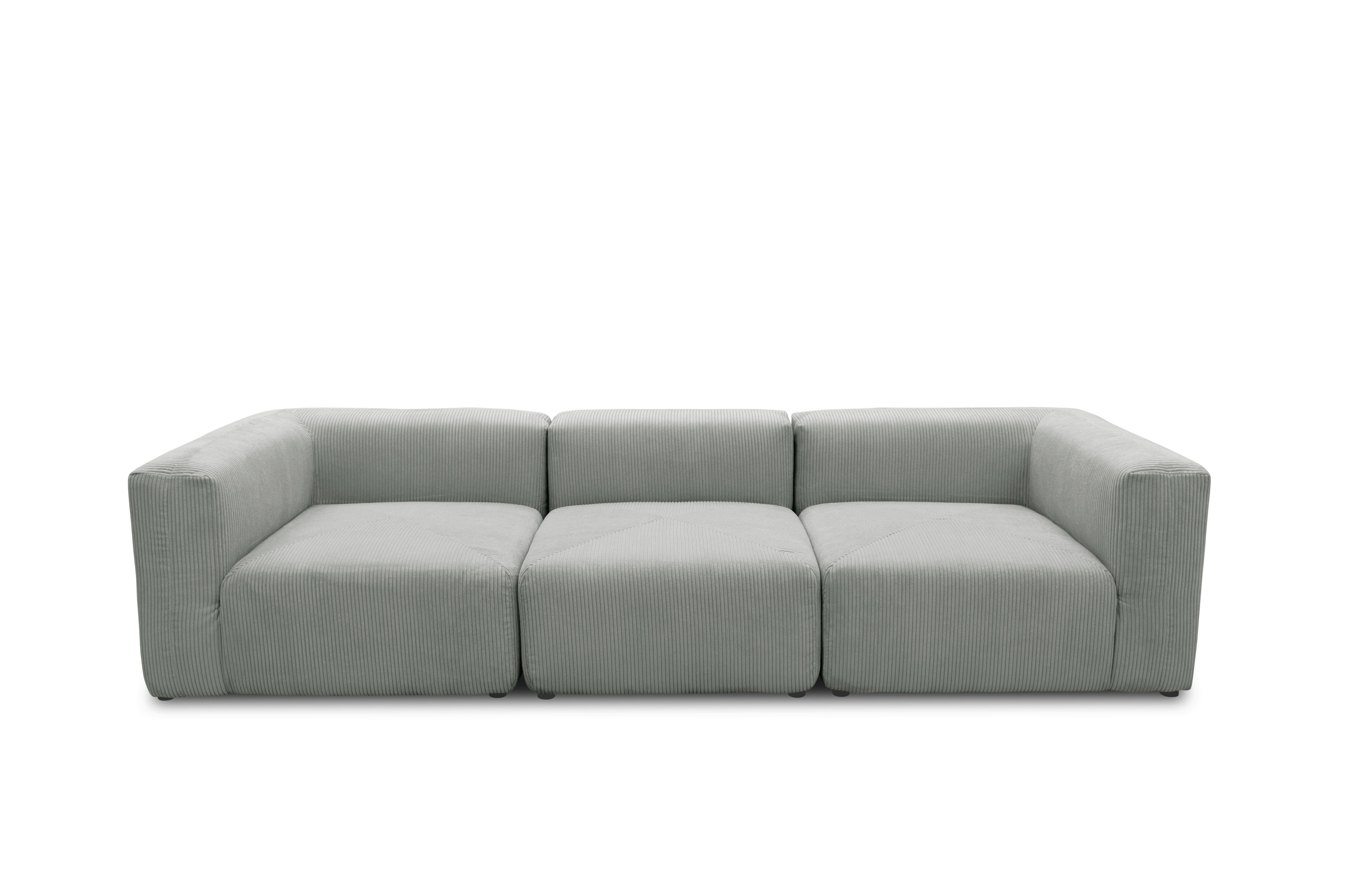 3-sitzer-sofa Hellgrau B: 301 Cm - Hellgrau/Schwarz, Design, Textil (301/69/108cm) - MID.YOU