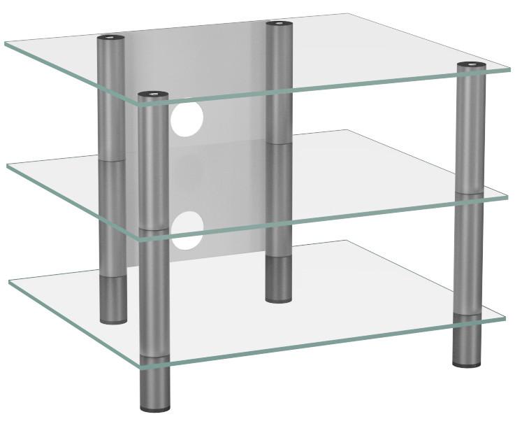 Phonotisch Sindas B: 60 cm Silberfarben, Glas - Klar/Silberfarben, KONVENTIONELL, Glas/Metall (60/45/42cm) - MID.YOU