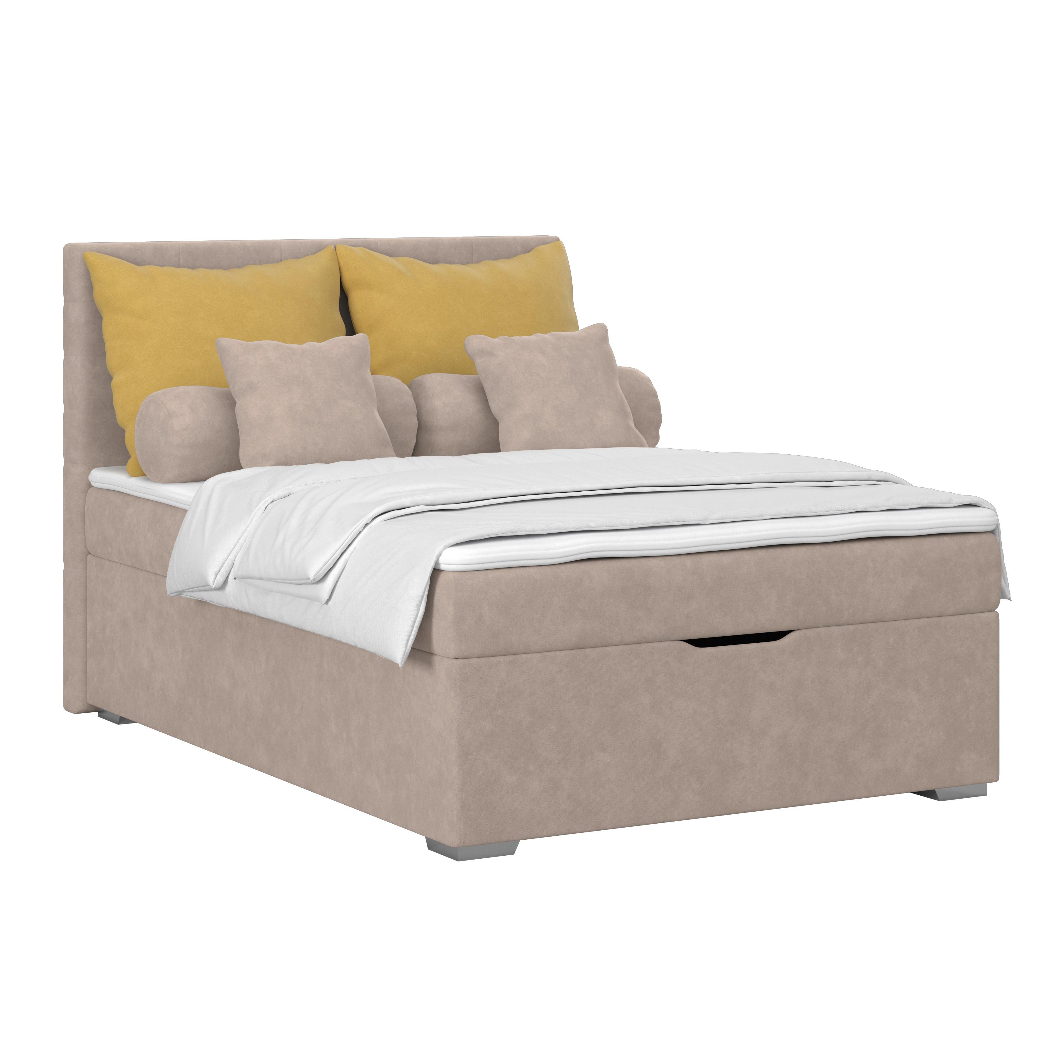 Čalouněná postel ADRIA 120x200 cm, cappuccino - cappuccino/barvy chromu, Konvenční, dřevo/textil (120/200cm)