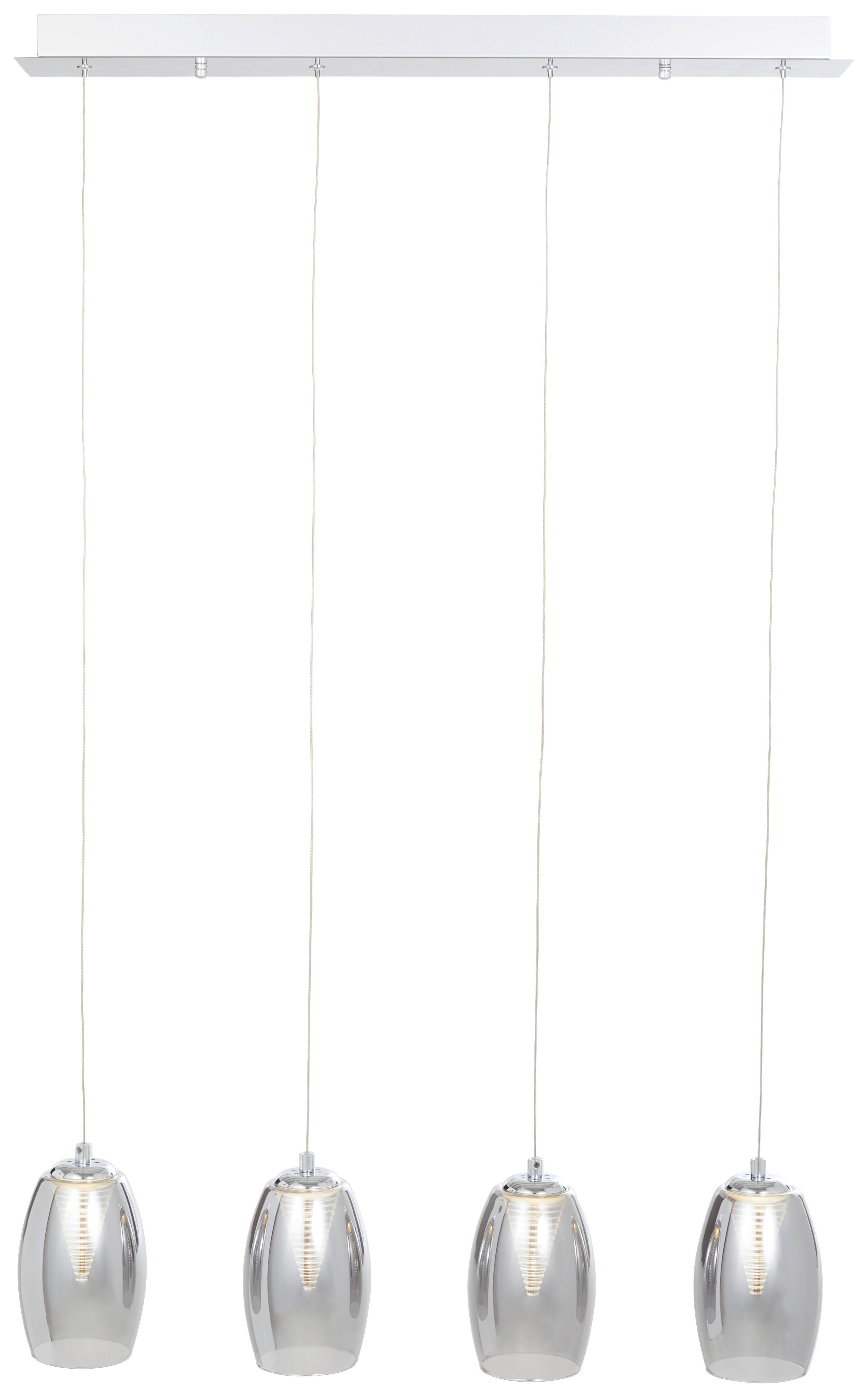 LED-Hängeleuchte Metropolis H: 121 cm 4-Flammig - Chromfarben/Grau, Design, Glas/Metall (72/12/121cm) - Brilliant