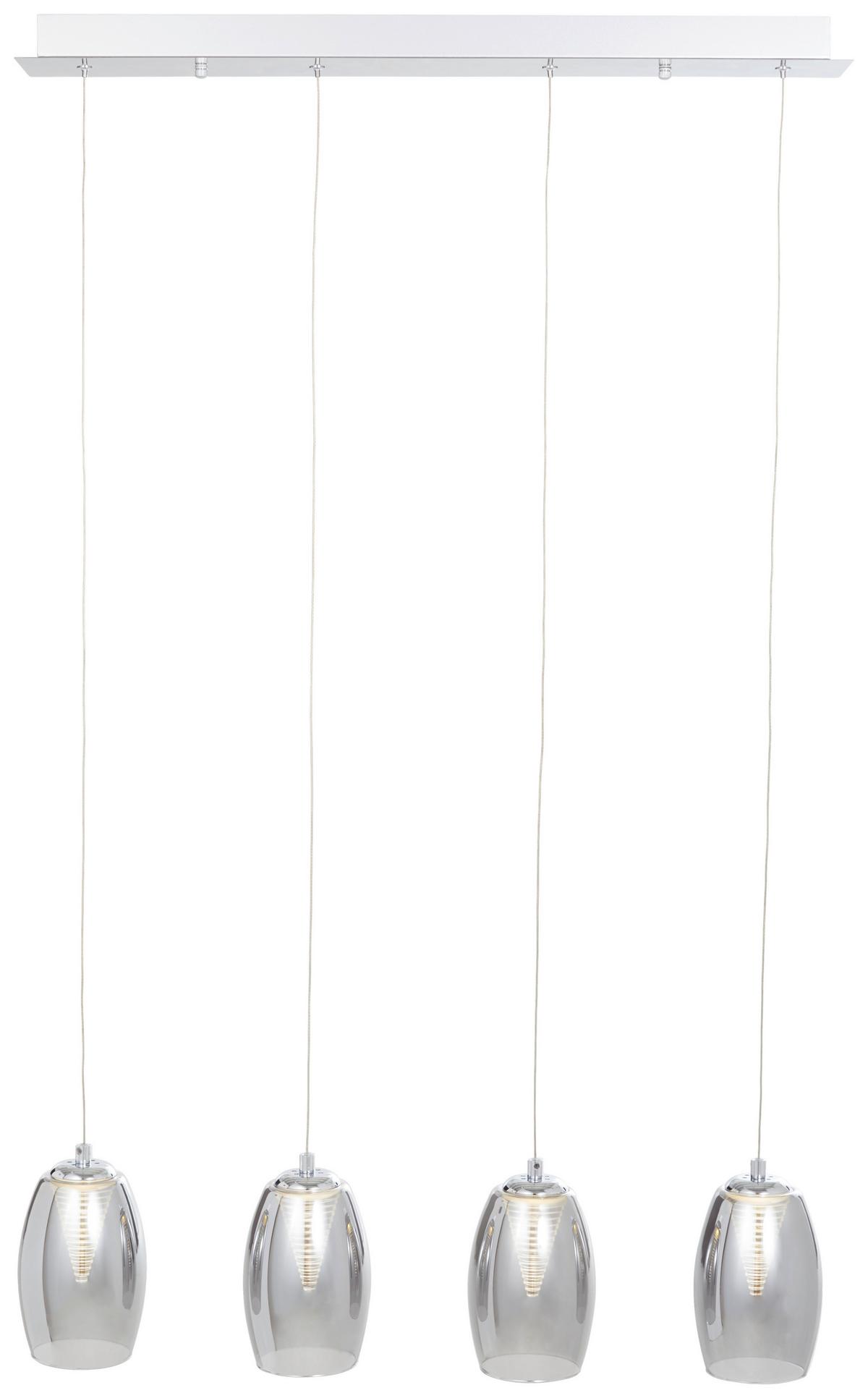 LED-Hängeleuchte Metropolis H: 121 cm 4-Flammig - Chromfarben/Grau, Design, Glas/Metall (72/12/121cm) - Brilliant