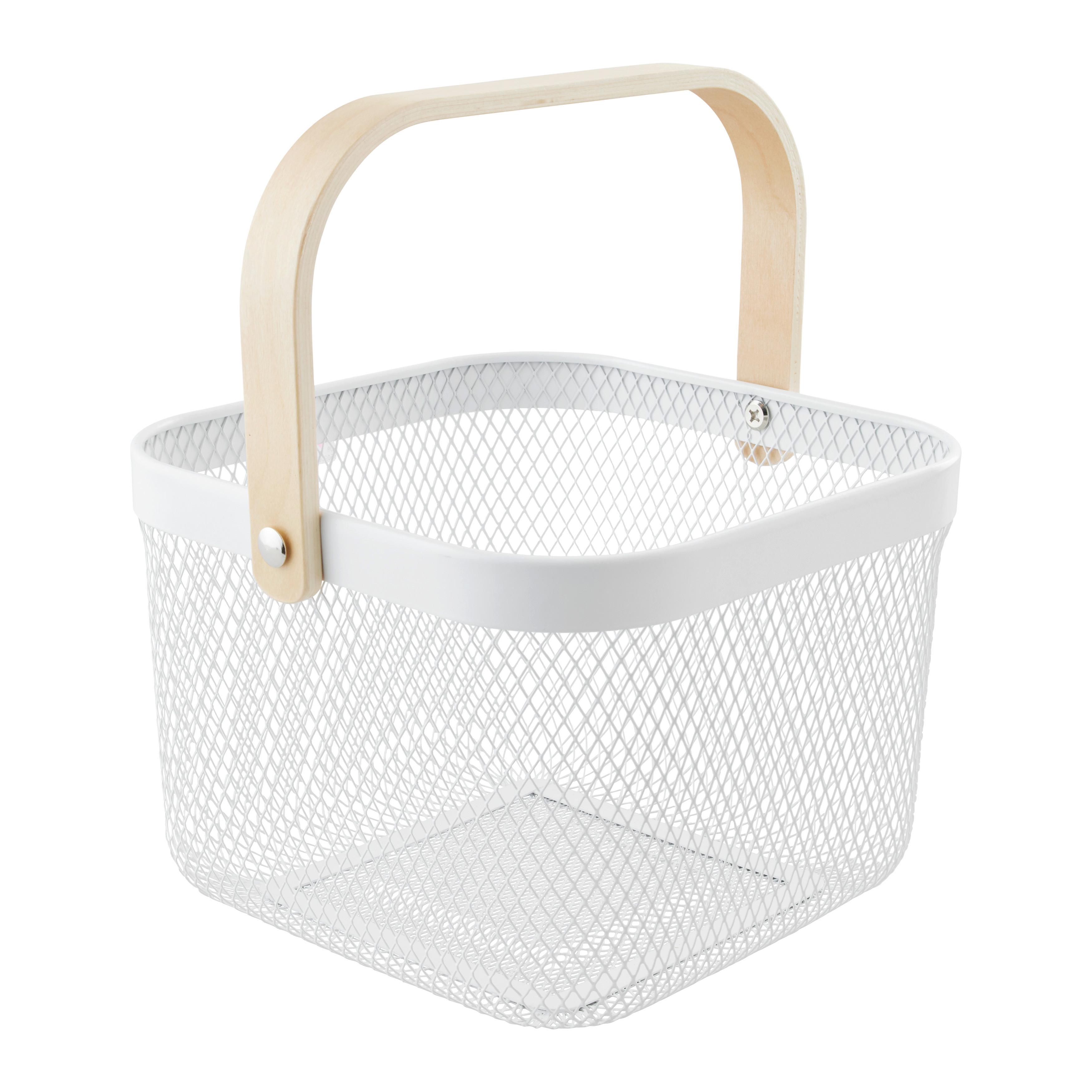Univerzálny košík BETTY - biela, Modern, kov/drevo (26.8/25.5/17.5cm) - Mömax