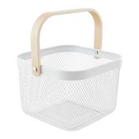 Univerzální košík BETTY - bílá, Moderní, kov/dřevo (26.8/25.5/17.5cm) - Mömax
