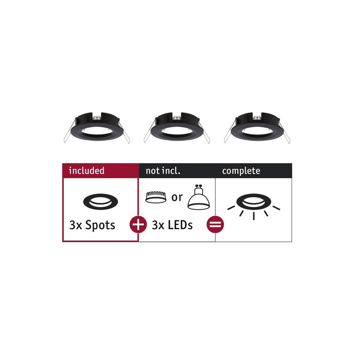 Deckenleuchte Ø 8,4 cm 3-Flammig Rund - Alufarben/Schwarz, Basics, Metall (8,4cm) - Paulmann