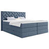 Boxspringbett inkl. Topper Dunkelblau 140x200 cm Loreno - Schwarz/Dunkelblau, MODERN, Holzwerkstoff/Textil (140/200cm) - MID.YOU