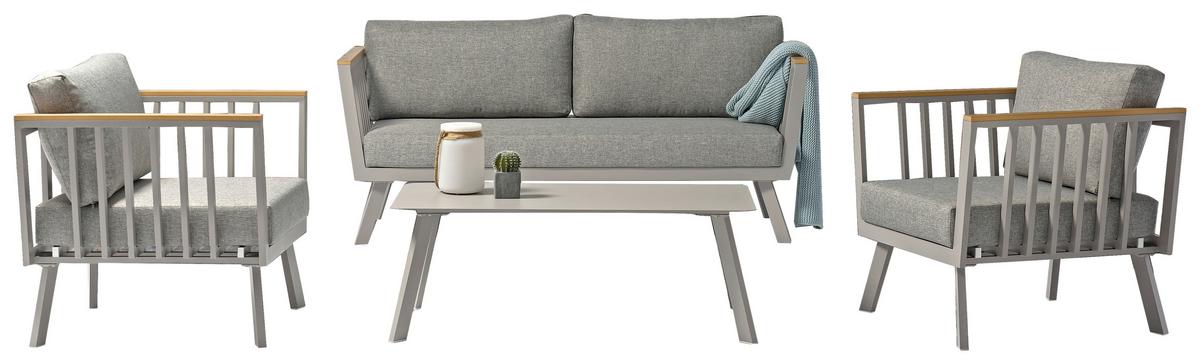 Loungegarnitur Gondola - Taupe/Grau, MODERN, Kunststoff/Textil (175/70/72cm) - Acamp