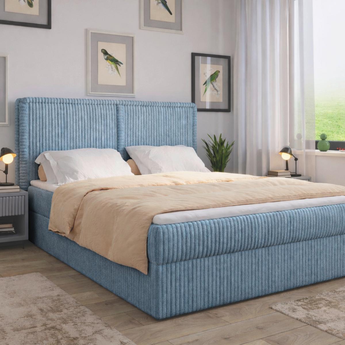 Boxbett Barcelona Lf: 140x200 Blau - Blau/Schwarz, MODERN, Holz/Kunststoff (140/200cm) - MID.YOU