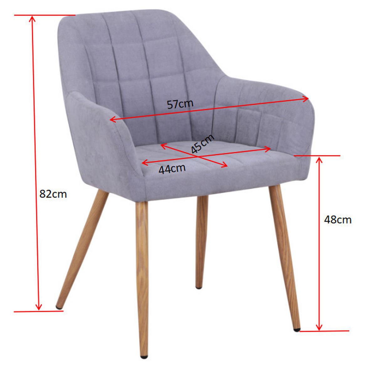 Armlehnstuhl Drops Grau B: 57 Cm - Eichefarben/Grau, MODERN, Textil/Metall (57/82/60cm) - MID.YOU