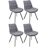 Schalenstuhl-Set 4er Chris Grau Samt Gepolstert - Schwarz/Grau, MODERN, Textil/Metall (54/86/62cm) - Luca Bessoni