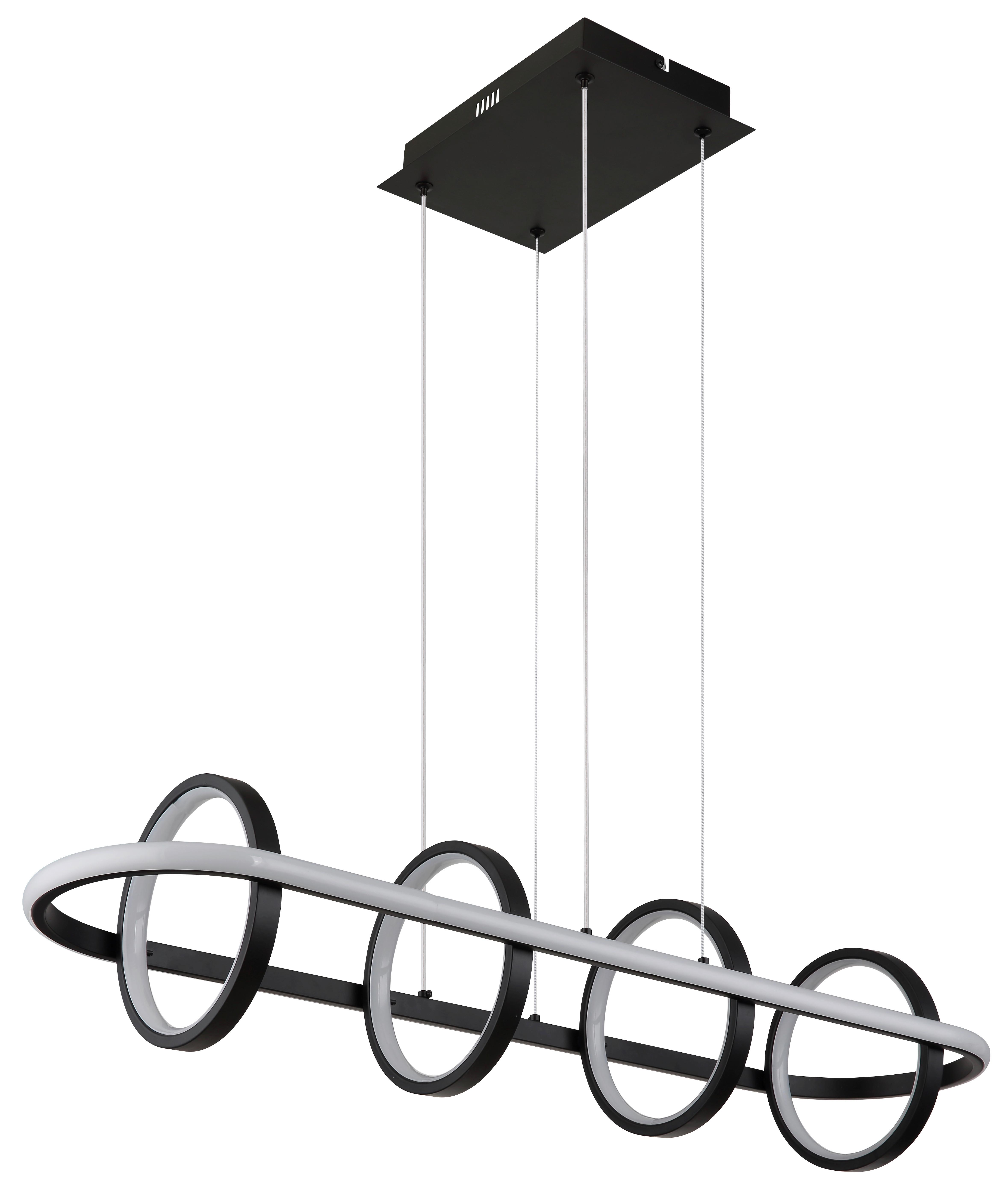 LED-Hängeleuchte 67194-60r - Opal/Schwarz, Design, Kunststoff/Metall (90/28/120cm) - Globo