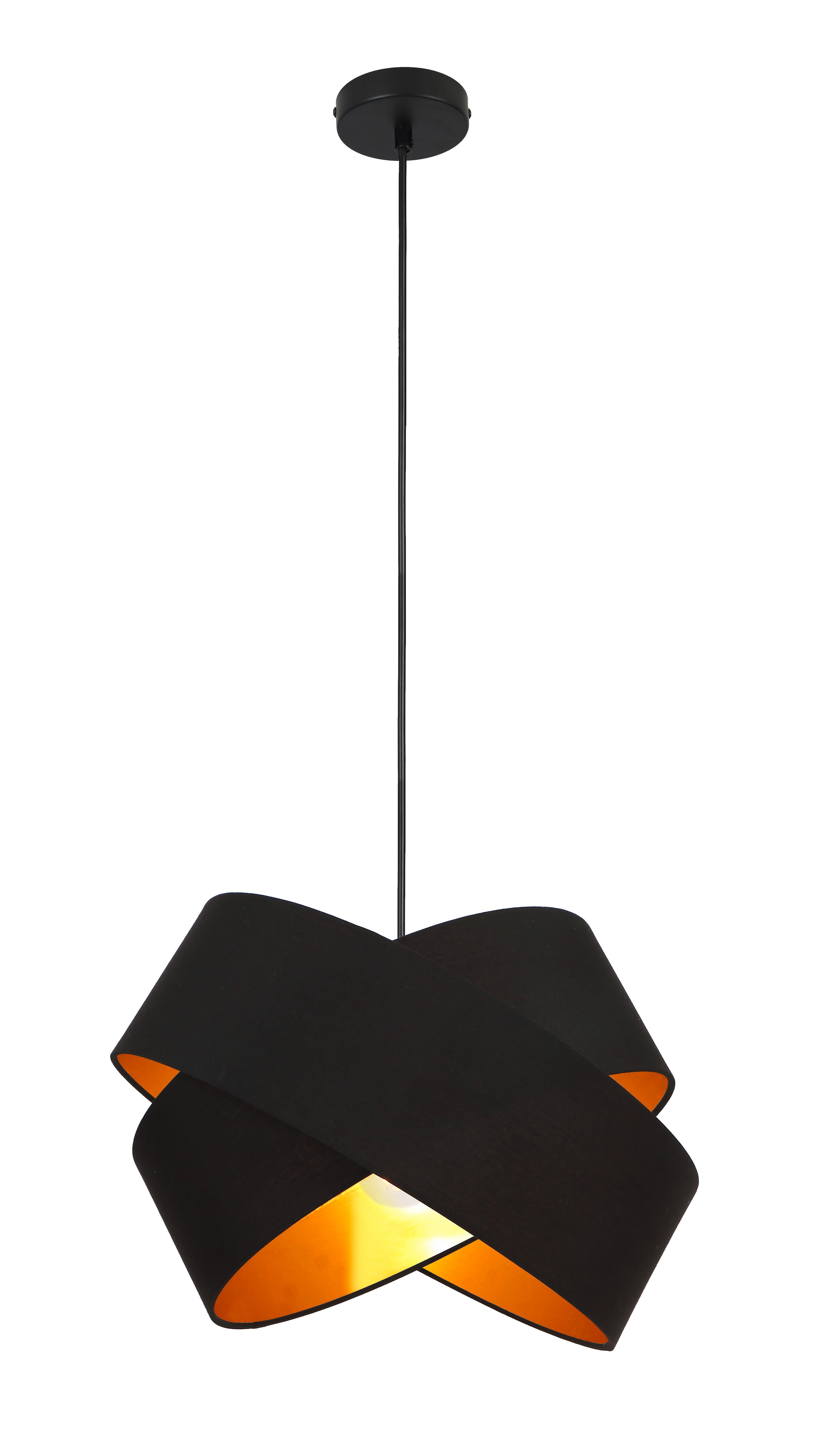 ZÁVESNÉ SVIETIDLO GOLDI - čierna/zlatá, Modern, kov/textil (38/120cm) - Modern Living