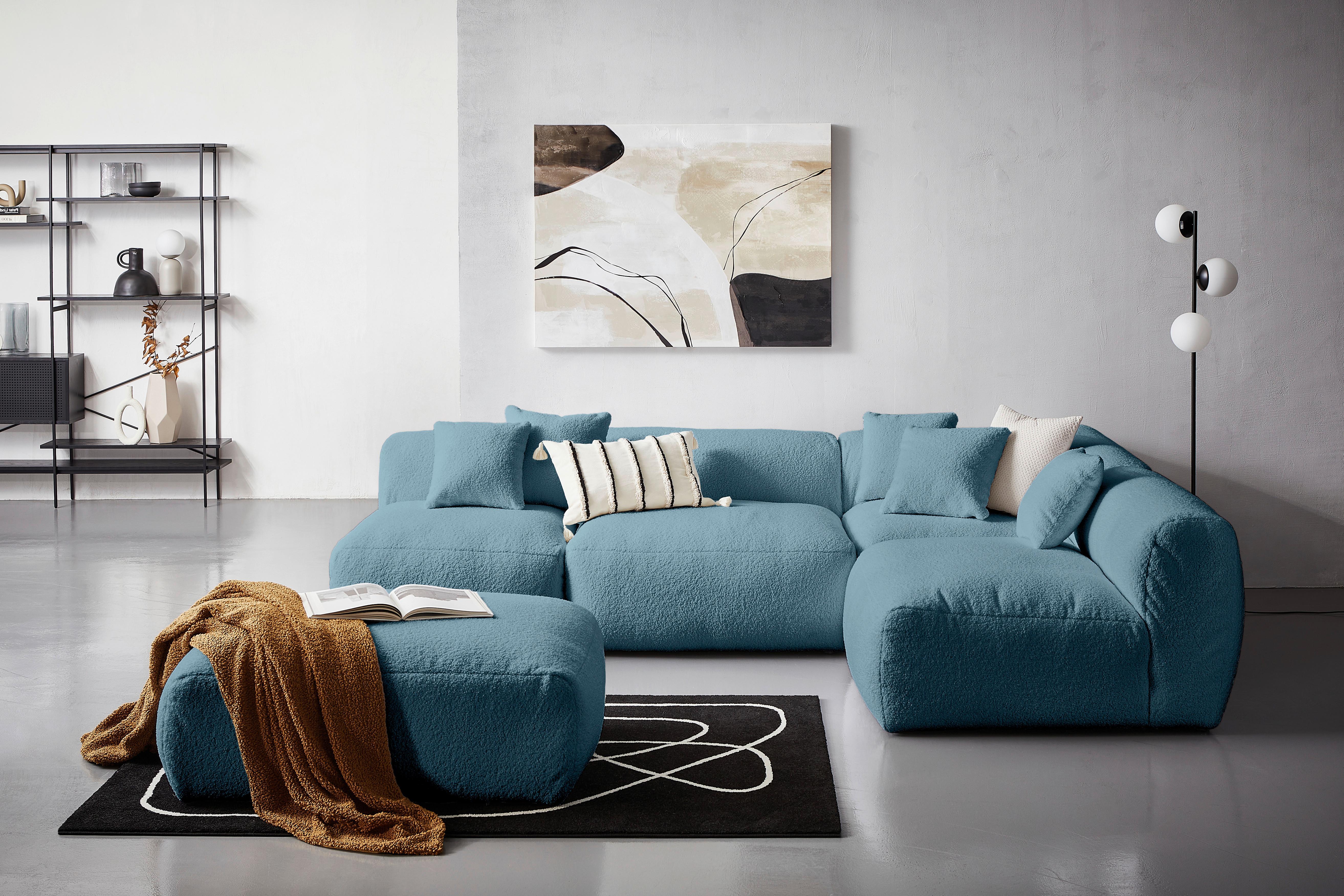 Modul Sofa Bloom 2er-sofa B: 100 Cm Blau - Blau, Trend, Textil (100/70/122cm) - Livetastic