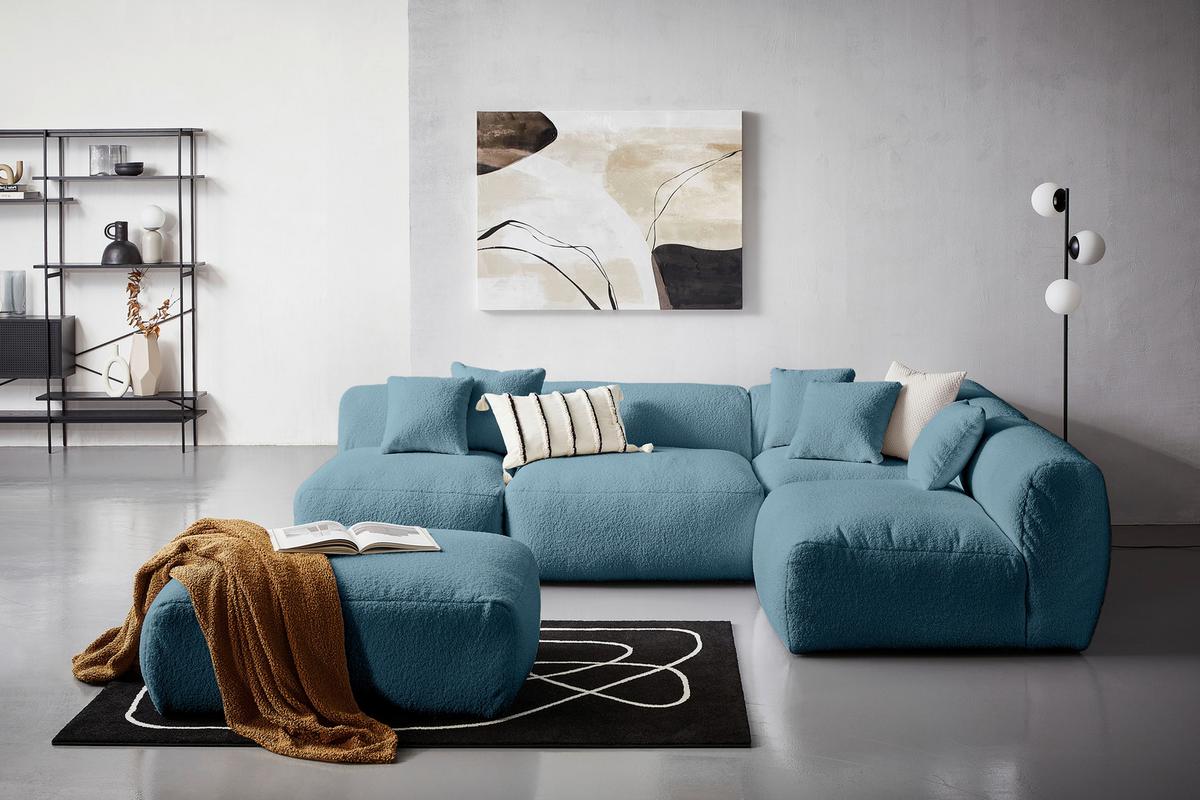 Modul Sofa Bloom 2er-sofa B: 100 Cm Blau - Blau, Trend, Textil (100/70/122cm) - Livetastic