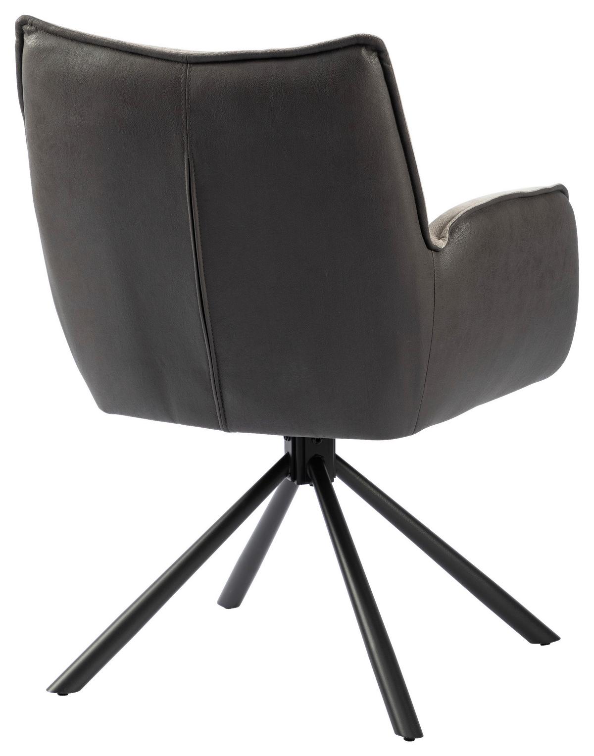 Armlehnstuhl Verona Grau B: 60 cm - Schwarz/Grau, MODERN, Textil/Metall (60ml) - MID.YOU