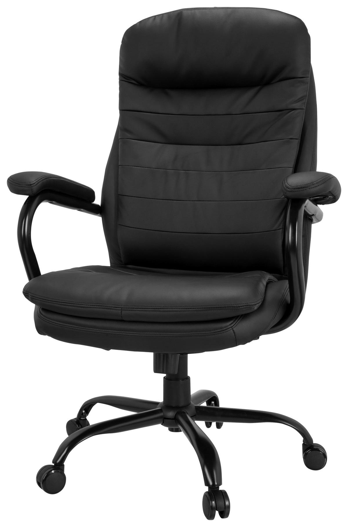 Bürostuhl Relax XXL Schwarz Bis 180 Kg - Schwarz, Basics, Kunststoff/Textil (78/118/70cm) - MID.YOU