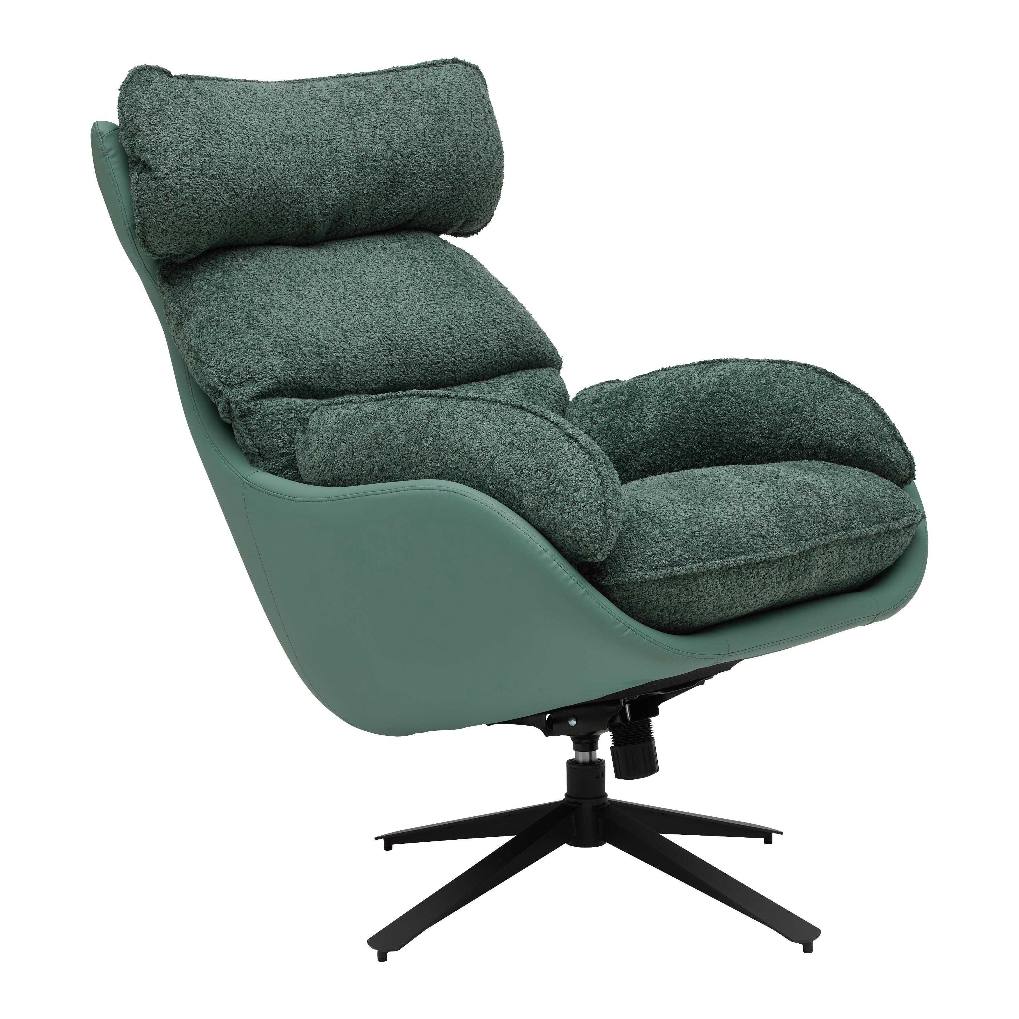 Křeslo VERDURA, zelená funkce naklápění a otáčení - černá/zelená, Moderní, kov/textil (81/109/95cm) - Premium Living