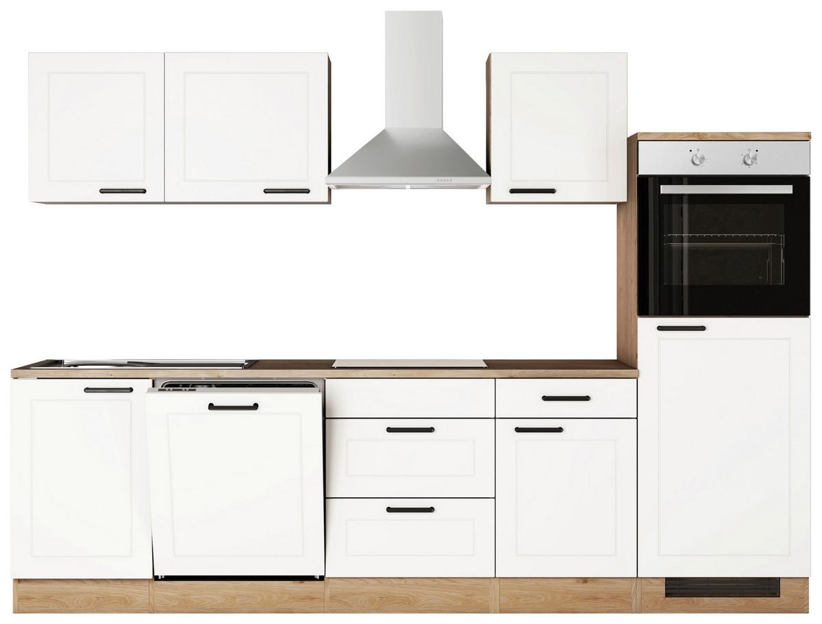 Küchenblock Julia Eiche Dekor/weiß B: 280 Cm - Eichefarben/Weiß, Basics, Holzwerkstoff (280cm) - FlexWell