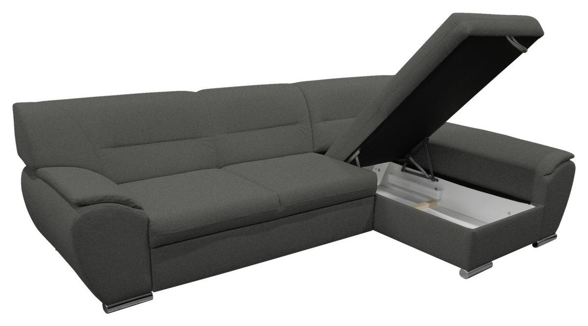 Veratti New Grau Inkl. Schlaffunktion Ottomane Rechts - Silberfarben/Grau, Design, Textil (281/167cm) - MID.YOU