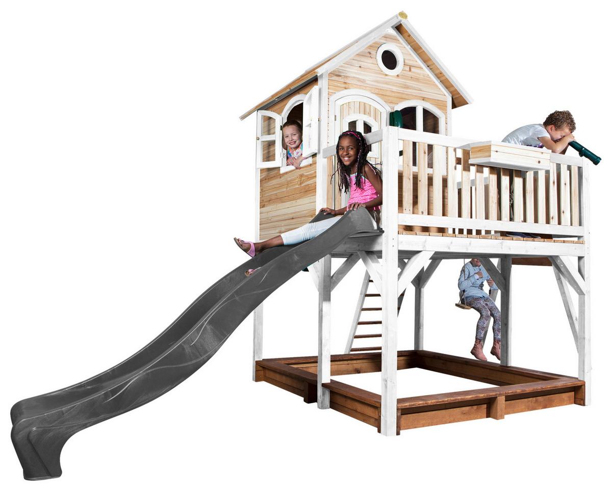 Spielturm A030.153.81 - Braun/Weiß, KONVENTIONELL, Holz (613/291/277cm) - Ambia Garden