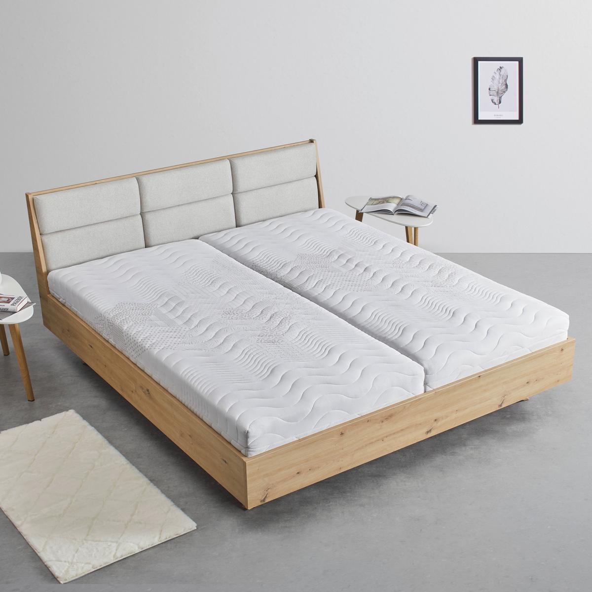 Manželská posteľ Dormio, šampanská/dekor dub 180x200 - čierna/šampanská, Modern, kov/drevo (180/200cm) - Bessagi Home
