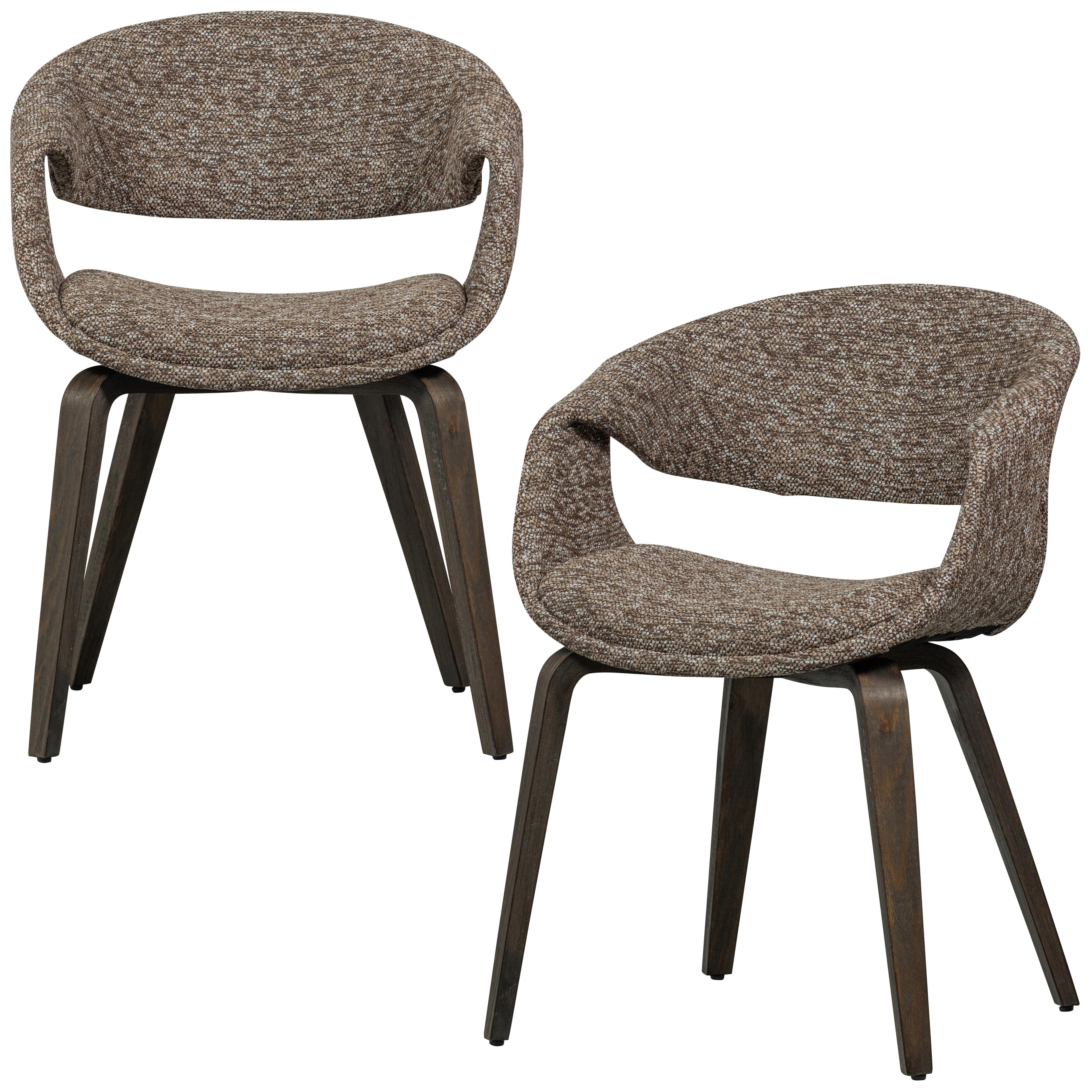Armlehnstuhl-Set Yossi Braun/Dunkelbraun B: 57cm - Dunkelbraun/Braun, MODERN, Holzwerkstoff/Textil (57/78/57cm) - Livetastic
