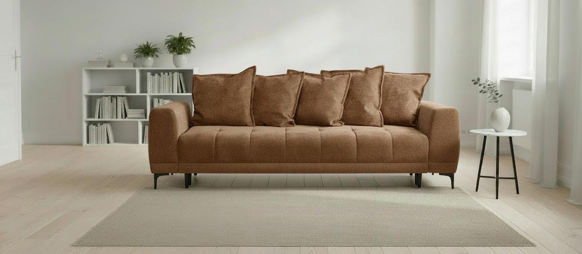 Schlafsofa Weronika Kupferfarben B: 247 cm - Schwarz/Kupferfarben, Design, Holz/Holzwerkstoff (247/94/90cm) - MID.YOU