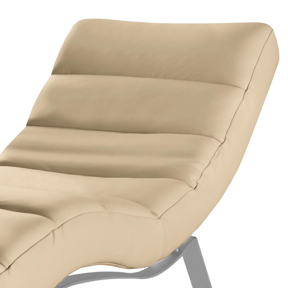 Relaxliege Swing Silver Beige B: 65 Cm - Beige/Silberfarben, Design, Leder (65/65-95/171cm) - Livetastic