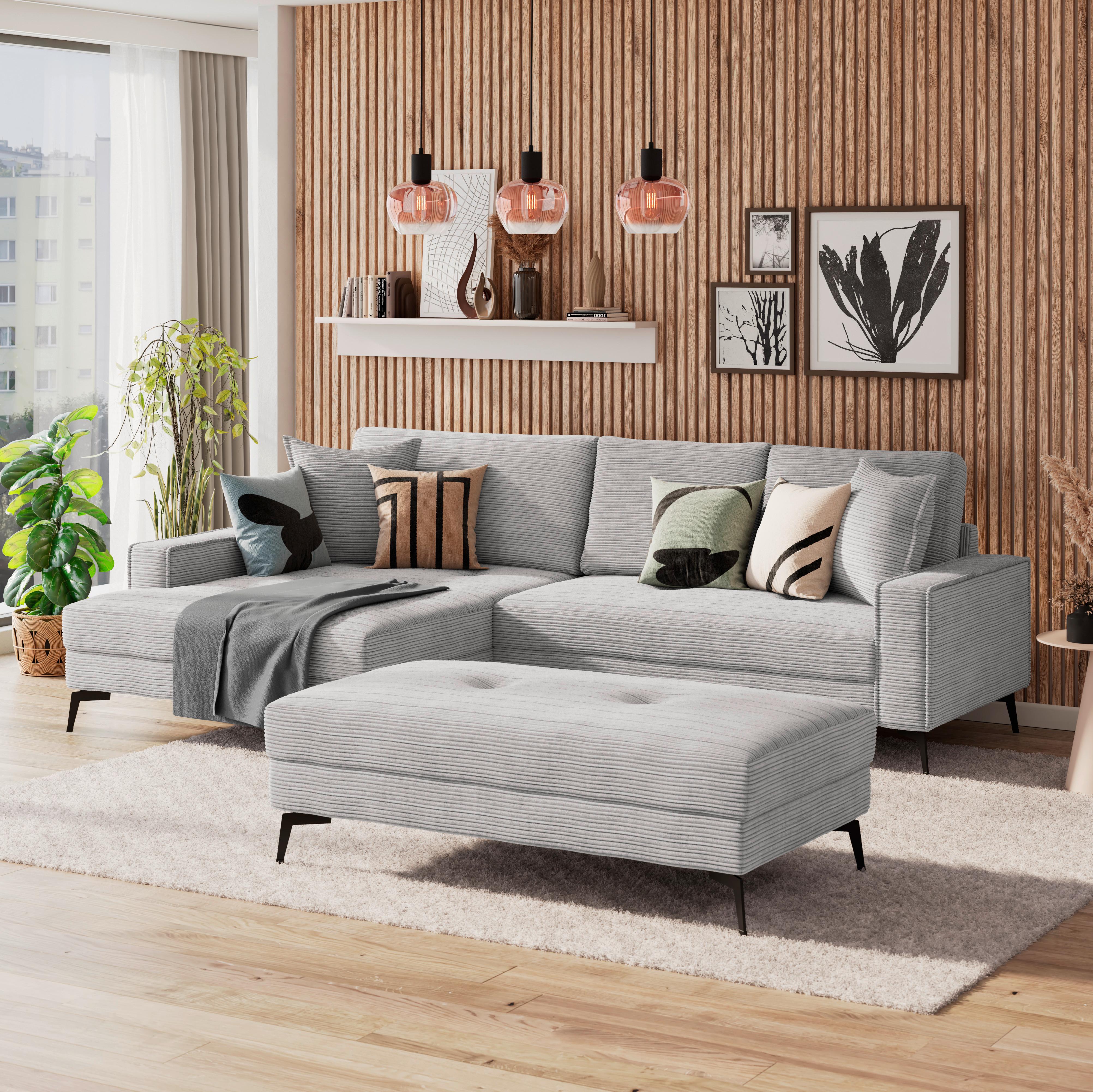 Ecksofa Zero Hellgrau 173x286 cm - Hellgrau/Schwarz, Trend, Textil (173/286cm)