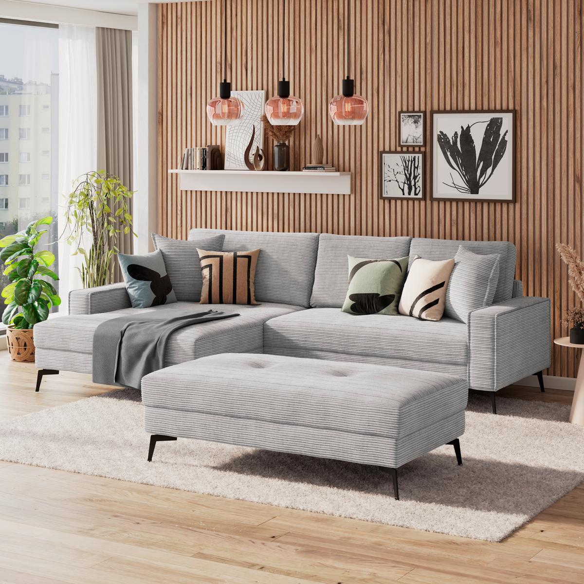 Ecksofa Zero Hellgrau 173x286 cm - Hellgrau/Schwarz, Trend, Textil (173/286cm)