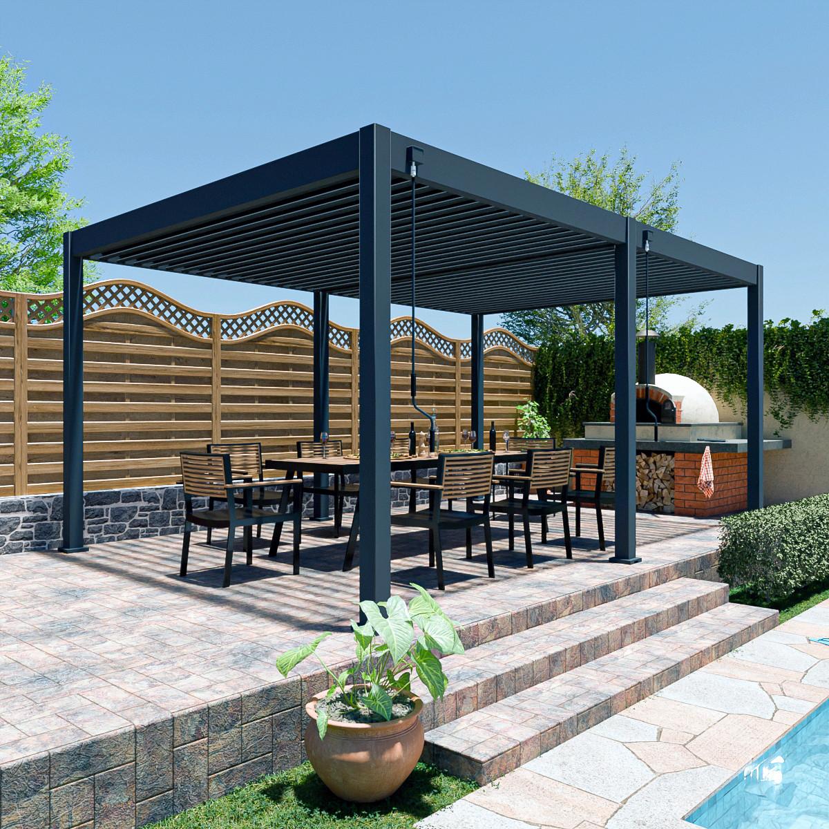 Pergola 300x600 Cm Wetterbeständig, Graphitfarben - Graphitfarben, Basics, Metall (300/600/255cm)