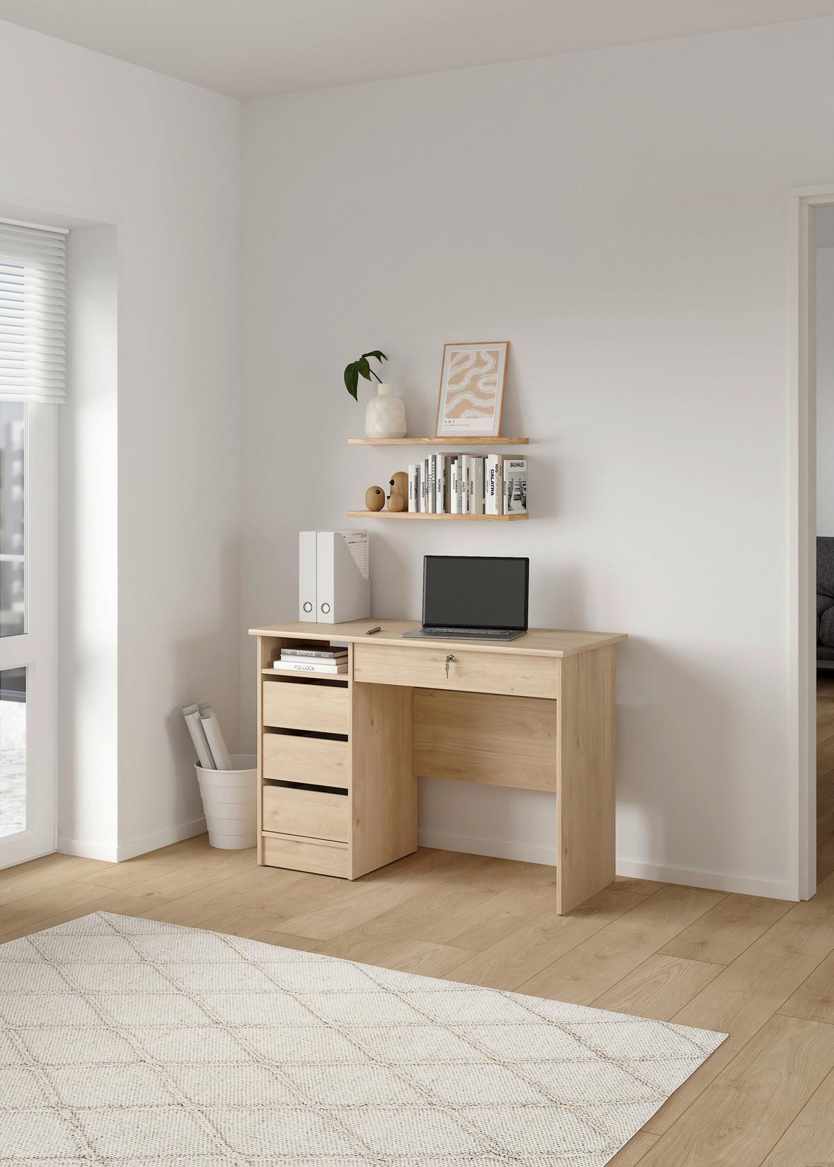 Schreibtisch Function Plus Eichefarben, L: 109,3 cm - Eichefarben, MODERN, Holzwerkstoff (109,3/48,5/75,6cm) - P & B