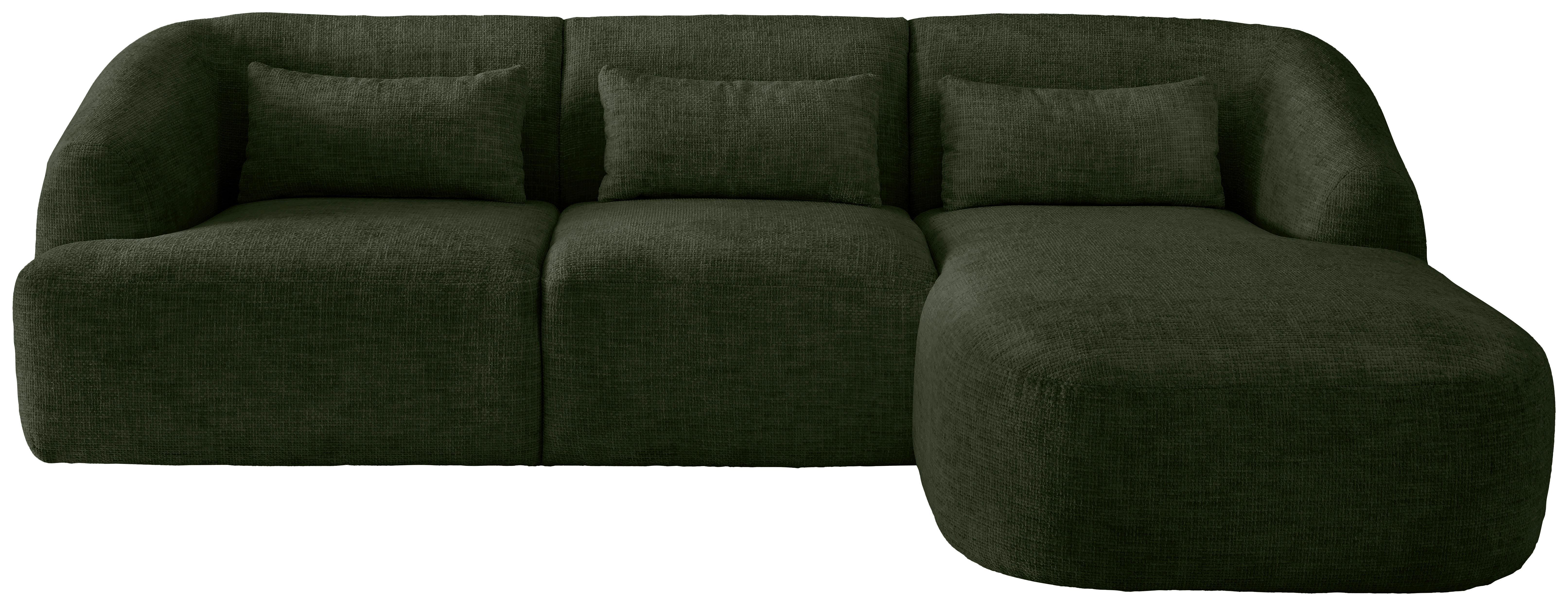 Ecksofa Caponi Dunkelgrün S: 256x160 Cm - Dunkelgrün/Schwarz, MODERN, Textil (256/160cm) - Livetastic