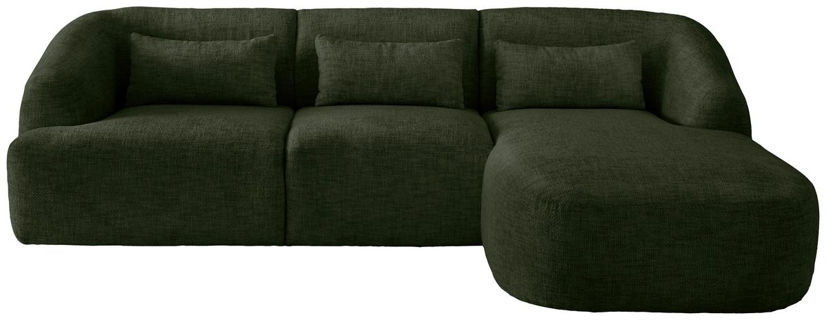 Ecksofa Caponi Dunkelgrün S: 256x160 Cm - Dunkelgrün/Schwarz, MODERN, Textil (256/160cm) - Livetastic