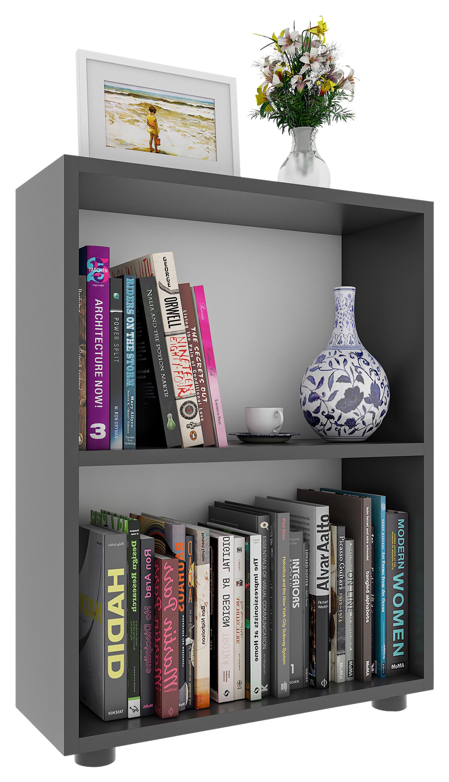 Regál Bulas š: 55 cm, antracitový - antracitová, Moderní, kompozitní dřevo (55/72/20cm) - MID.YOU