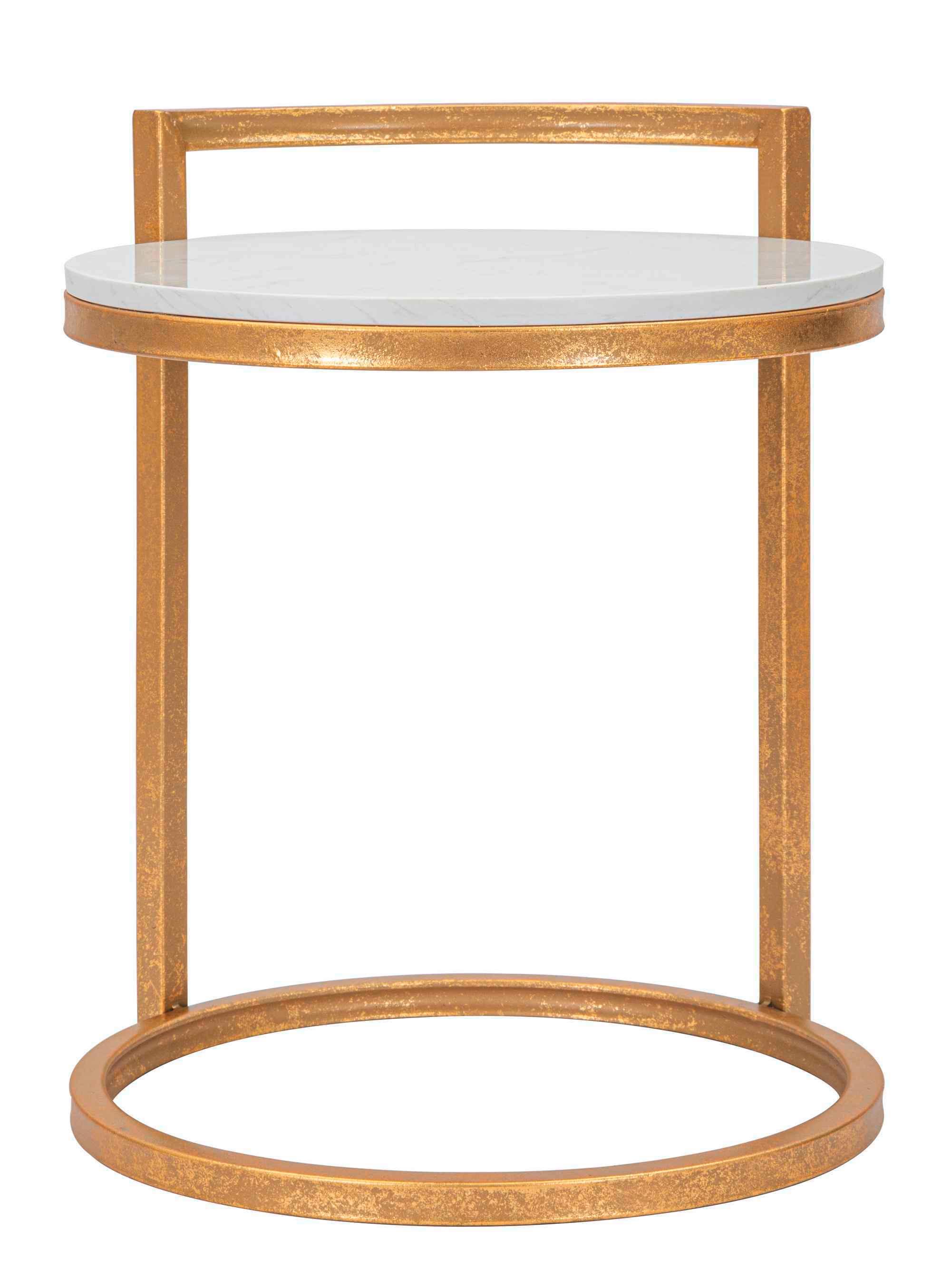 Couchtisch Marble Goldfarben, Weiß B: 40 cm - Goldfarben/Weiß, Basics, Stein/Metall (40/50/43cm)