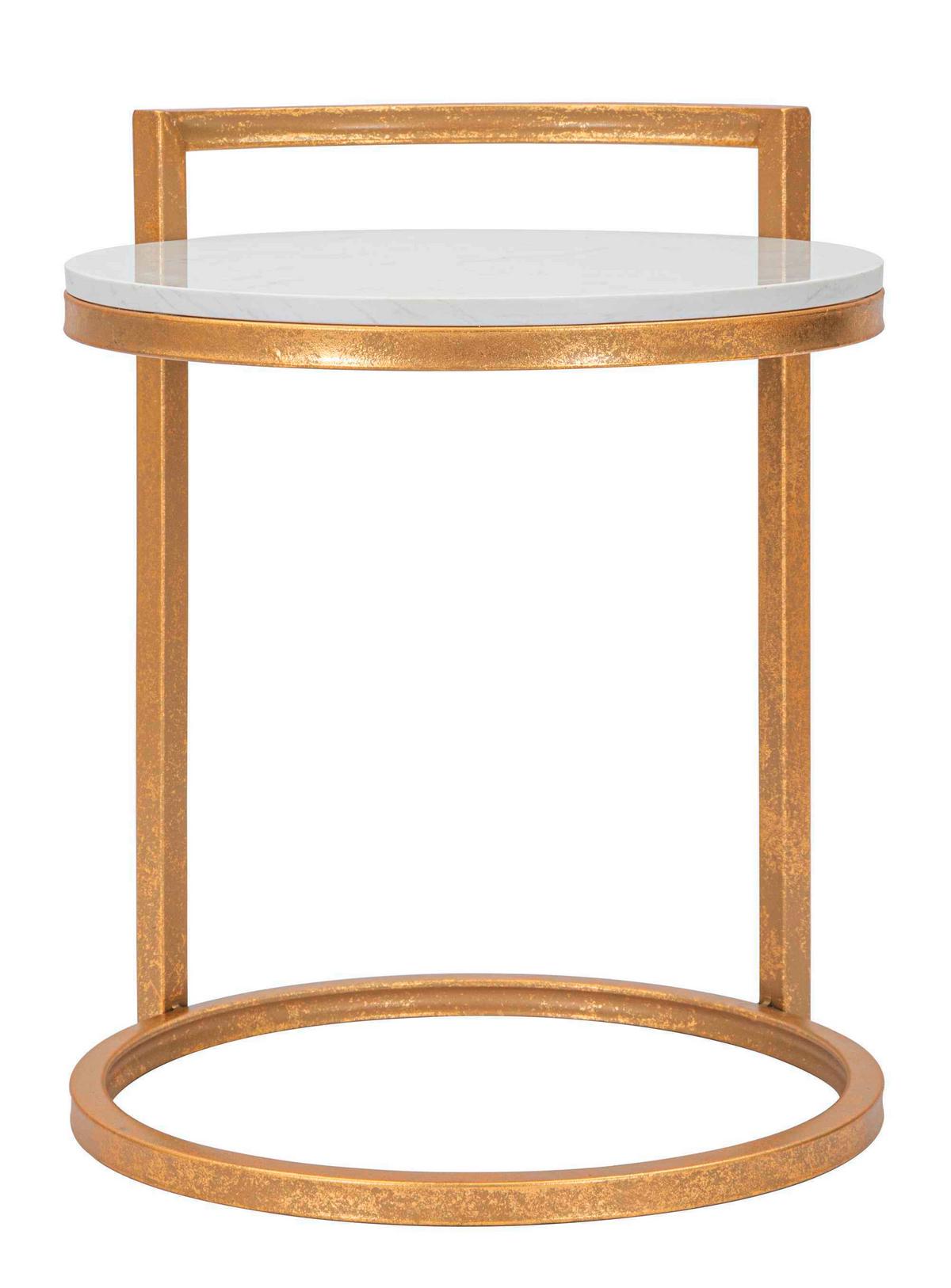 Couchtisch Marble Goldfarben, Weiß B: 40 Cm - Goldfarben/Weiß, Basics, Stein/Metall (40/50/43cm)