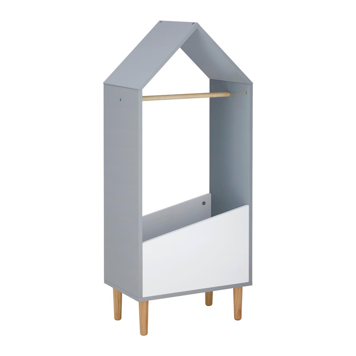 Dětská skříň ve tvaru domečku Adelia - šedá/bílá, Moderní (48/116/30cm) - Bessagi Kids