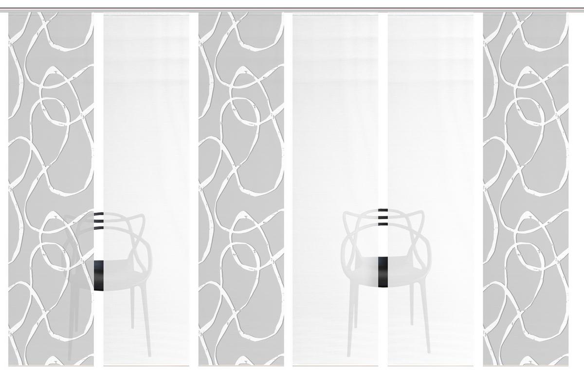 FLÄCHENVORHANG OPHELIA 6ER SET - Hellgrau/Weiß, KONVENTIONELL, Textil (60/260cm)