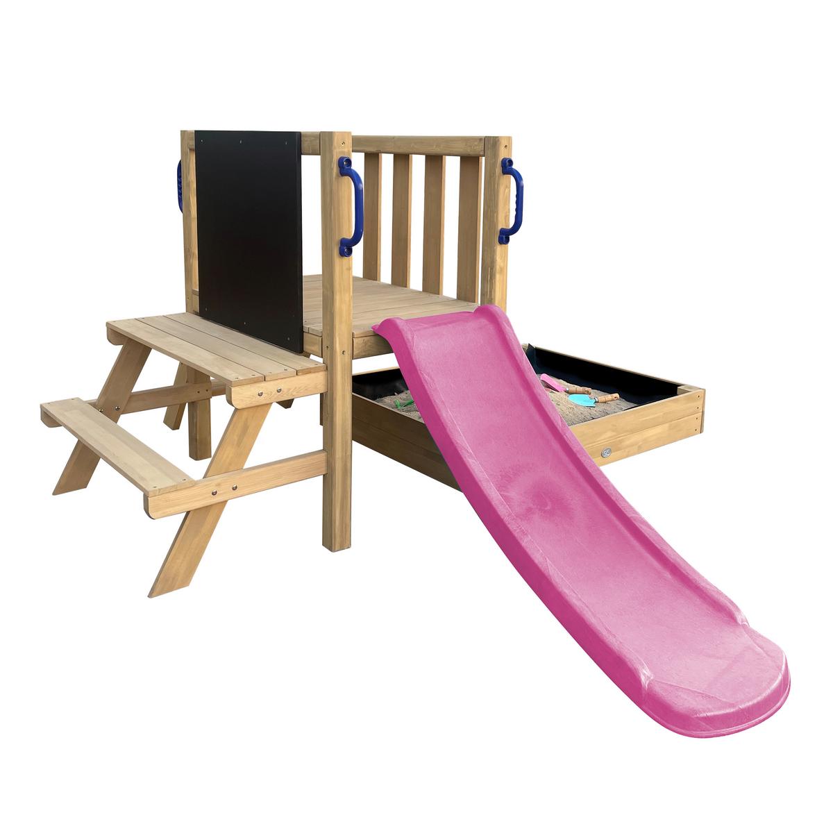 Spielturm Mit Rutsche Pink - Lila/Braun, Basics, Holz/Kunststoff (208,7/88/215cm) - Ambia Garden